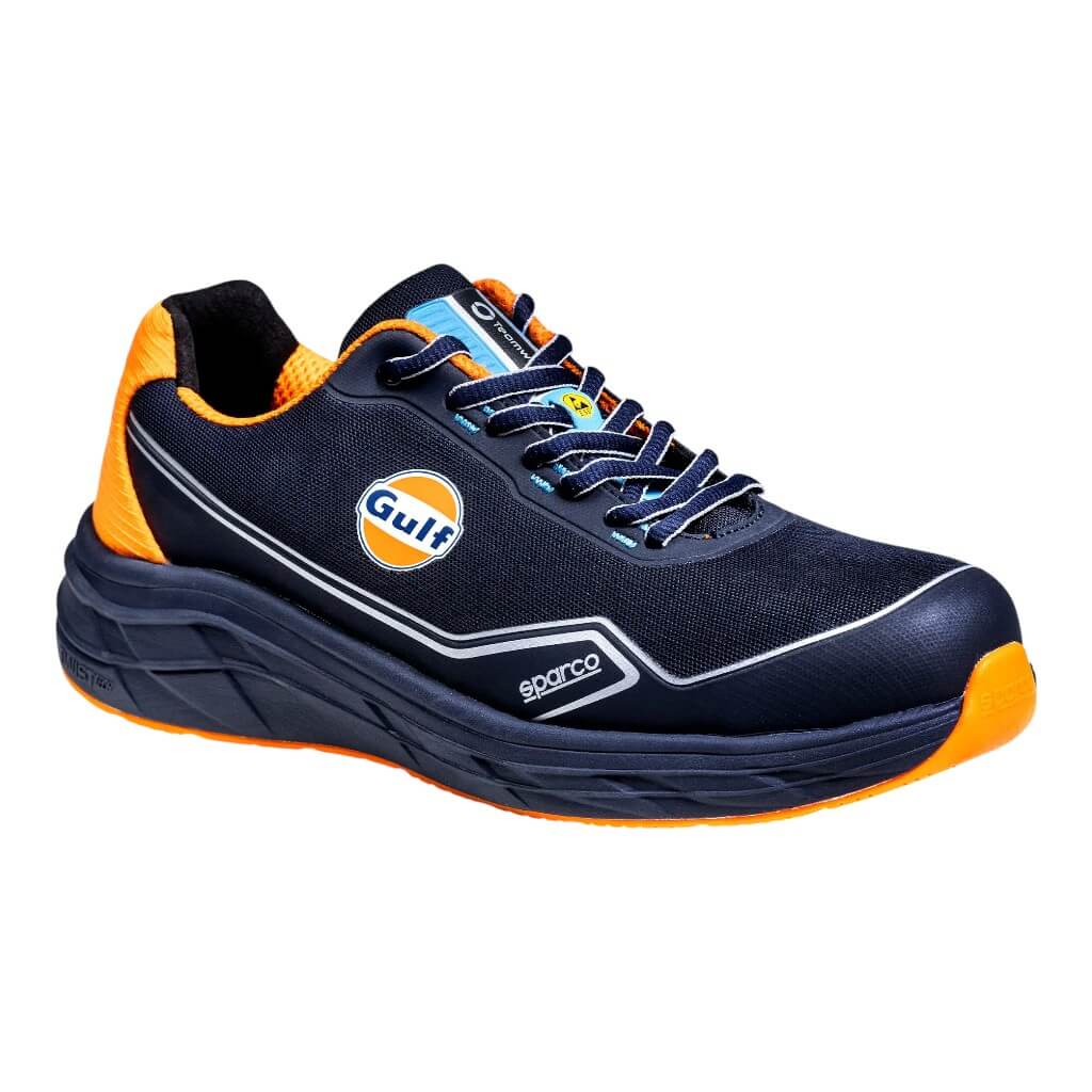 SPARCO 07545GU48BMAF Mechanics Shoes Mirage Gulf S1PS, Navy Blue/Fluo Orange, Size 48 Photo-0