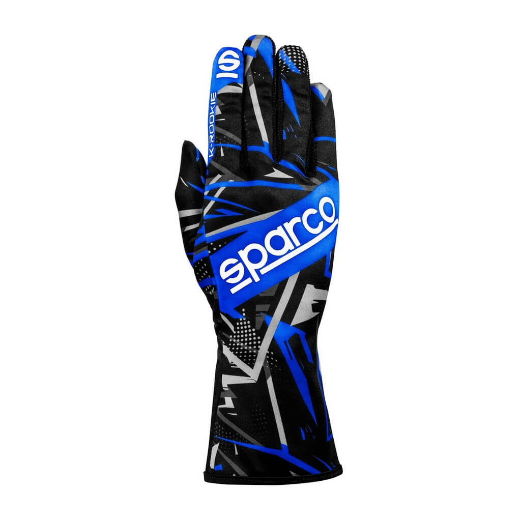 SPARCO BKG0001B0K16010 Karting Gloves K-Rookie, Black / Electric Blue, Size 10 Photo-0