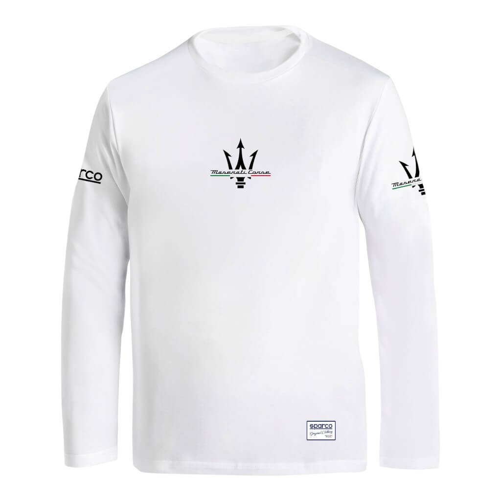 SPARCO BML0060J0W010XS Long Sleeve T-Shirt Maserati, White, Size XS Photo-0