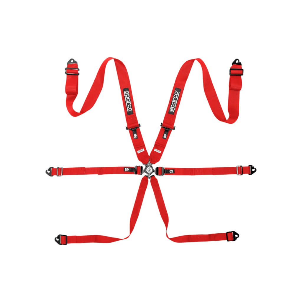 SPARCO BRN0054B0R0100N Safe Harness Competition H3PD, 6 Point, Red Photo-0