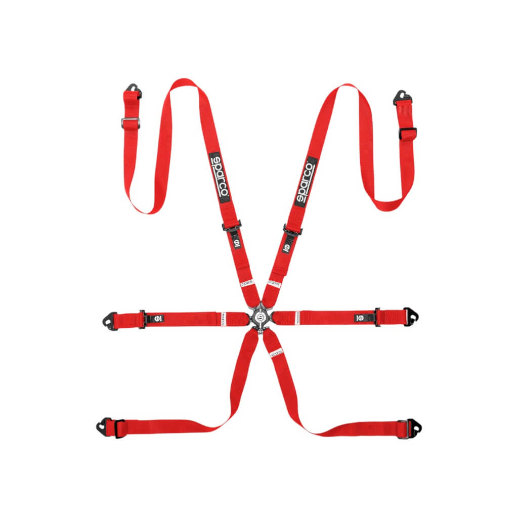 SPARCO BRN0081B0R0100N Safe Harness Competition H-2PU, 6 Point, Red Photo-0