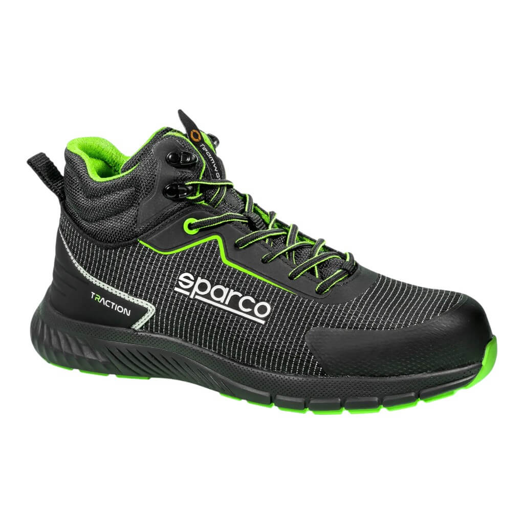 SPARCO BTB0029B0K15047 Mechanics Shoes Traction-H Naoki S3S, Black/Fluo Green, Size 47 Photo-0