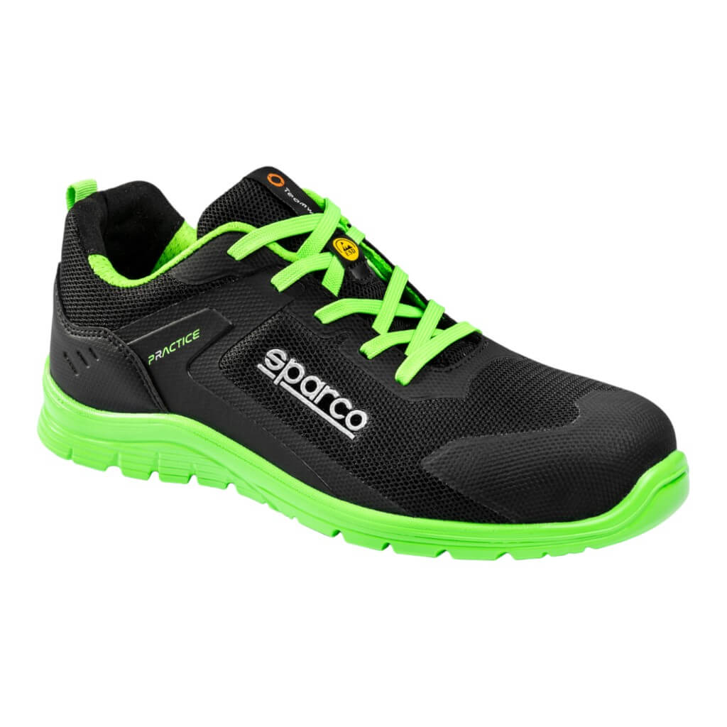 SPARCO BTB0047B0K15040 Mechanics Shoes Practice Rinus S1PS, Black/Fluo Green, Size 40 Photo-0