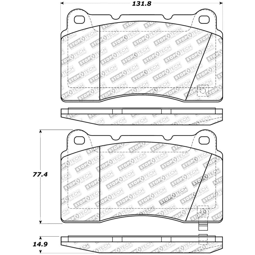 STOPTECH 309.10010 Brake Pads Sport with Shims for SUBARU STI, MITSUBISHI EVO, MEGANE RS Photo-4