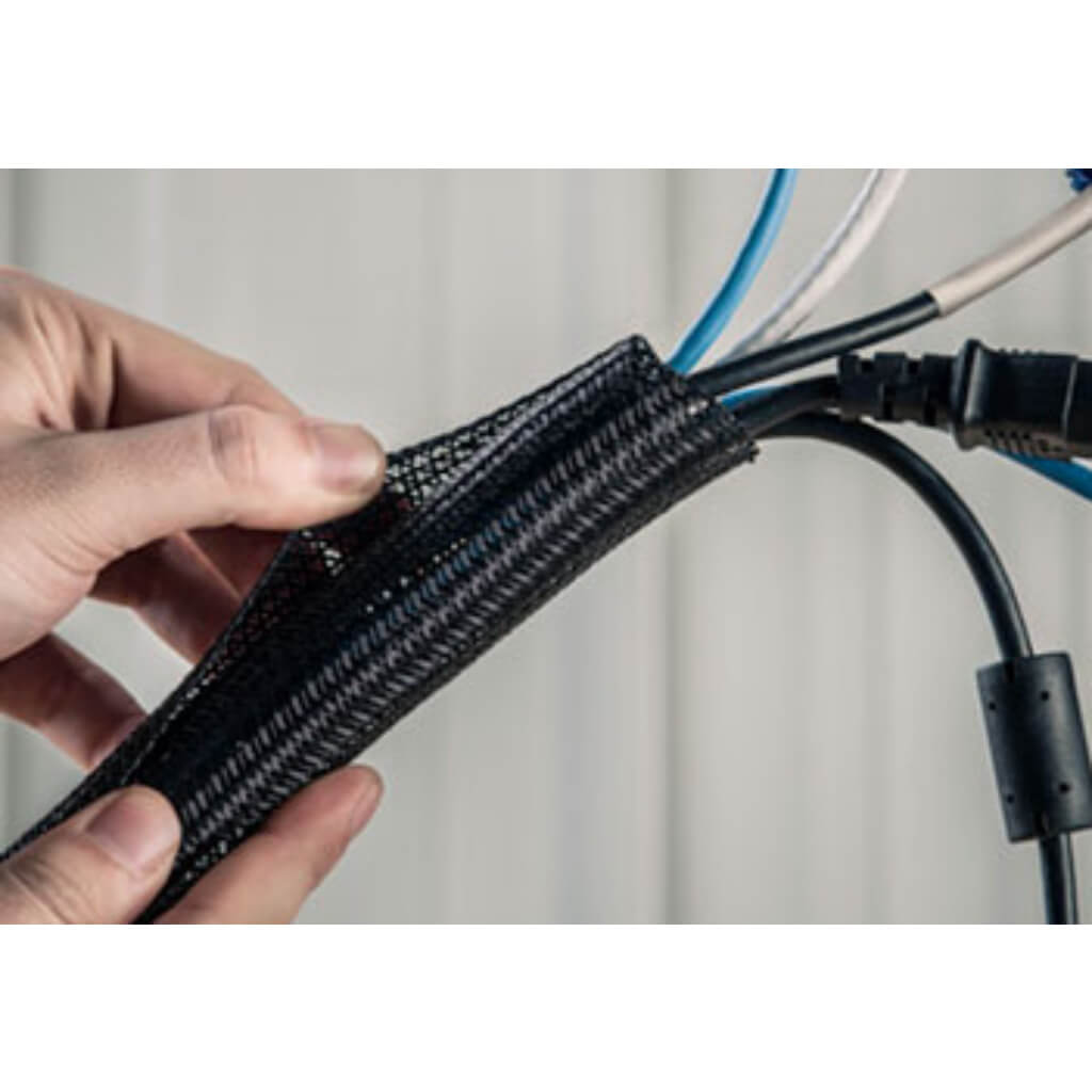 TECHFLEX F6N0.50BK Wrappable Split Braided Tube Flexo F6 I.D.=12.7 mm, Black (1 m) Photo-1