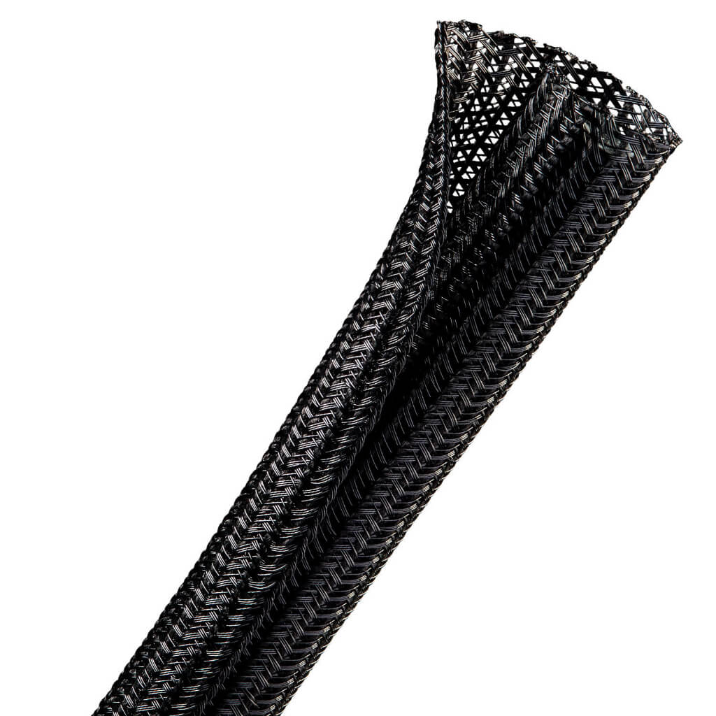 TECHFLEX F6N0.13BK Wrappable Split Braided Tube Flexo F6 I.D.=3.2 mm, Black (1 m) Photo-0