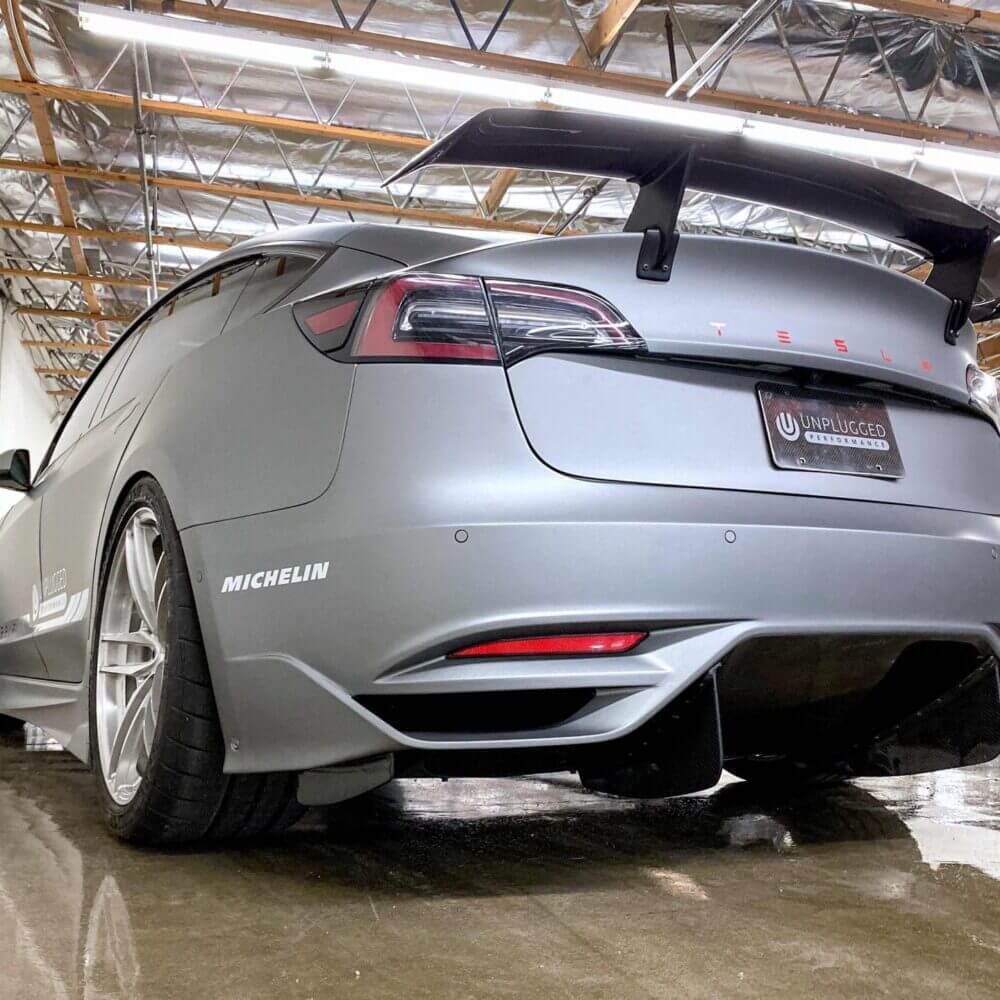 UNPLUGGED PERFORMANCE UP-M3-304-5.1 Optional Rear Diffuser Fins Ascension-R for Rear Bumper, Carbon for TESLA Model 3 Photo-0