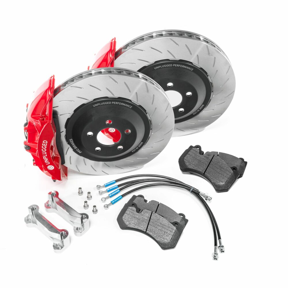 UNPLUGGED PERFORMANCE UP-M3MY-317-8.1 Big Brake Kit (front), UP x PFC 394mm Iron Rotors, Race Pads for TESLA Model 3 / Model Y Photo-0