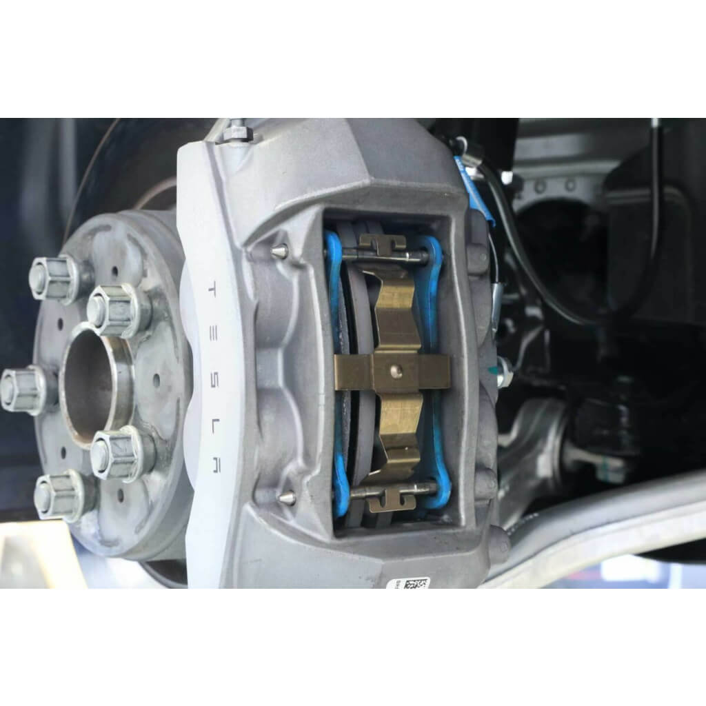 UNPLUGGED PERFORMANCE UP-M3MY-318-3.1 Front Brake Pad Set Competition and Racing Spec for TESLA Model 3 / Model Y Photo-1