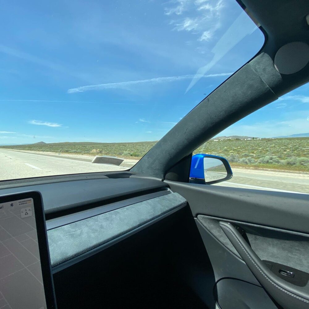 UNPLUGGED PERFORMANCE UP-M3MY-345-1.1 Alcantara Dashboard + Door Trims Upgrade, Charcoal Black for TESLA Model 3 / Model Y 2021 Photo-0