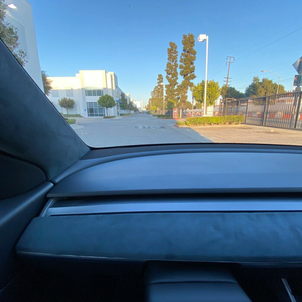 UNPLUGGED PERFORMANCE UP-M3MY-345-1.1 Alcantara Dashboard + Door Trims Upgrade, Charcoal Black for TESLA Model 3 / Model Y 2021 Photo-1