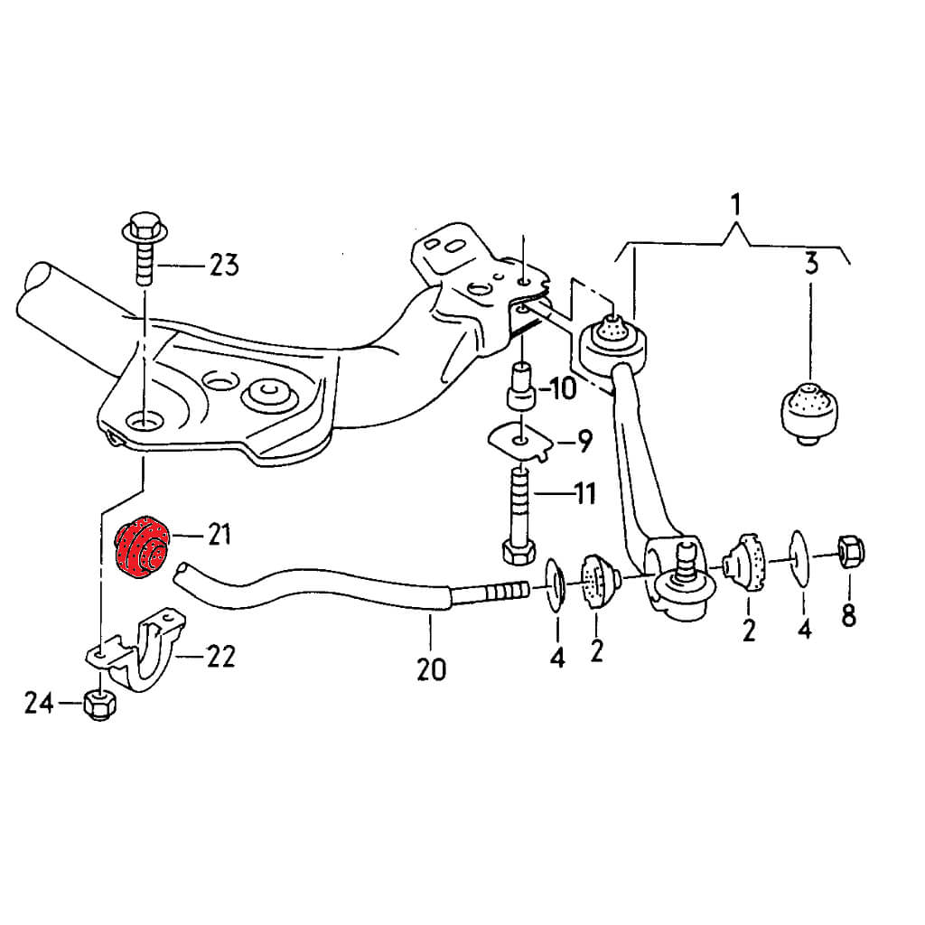 VERKLINE POW-005-75 Front Anti Roll Bar Bushes Kit 28mm (Street Hardness) for AUDI S4 / S6 (C4) Photo-3