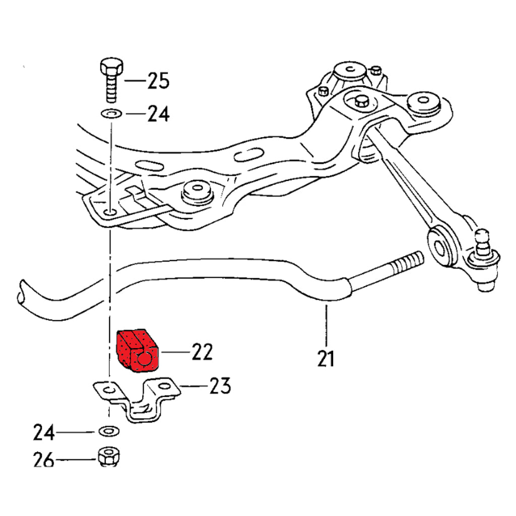 VERKLINE POW-014-75 Front Anti Roll Bar Polyurethane Bushings Kit 26 mm (Street Hardness) for AUDI 200 (C3) Photo-2