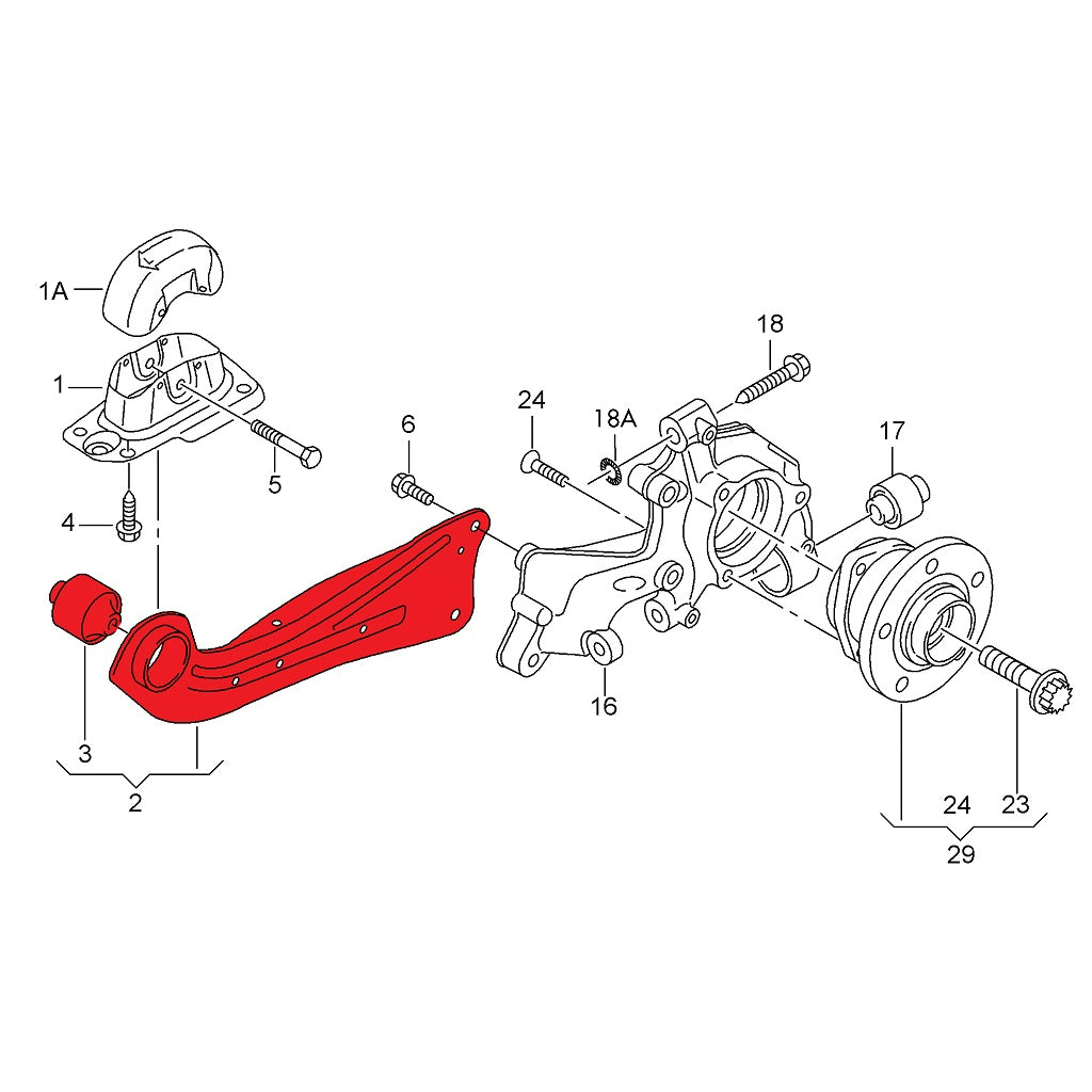 VERKLINE WAS-041 Spherical Adjustable MQB Rear Trailing Arm Kit for AUDI RS3 (8Y / 8V) / VW Golf GTI / R (Mk7 / Mk8) Photo-2