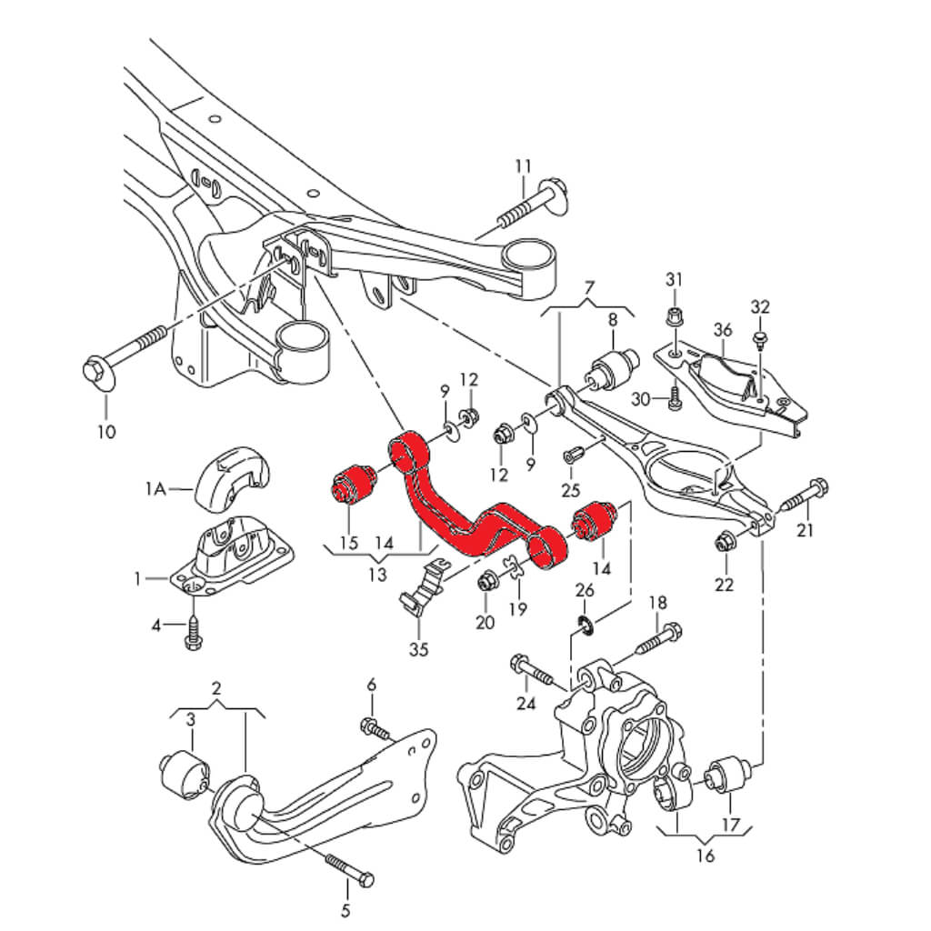 VERKLINE WAS-048 Rear Fully Adjustable Control Arms Uniball Kit for AUDI RS3 (8Y / 8V) / VW Golf GTI / R (Mk7 / Mk8) Photo-2