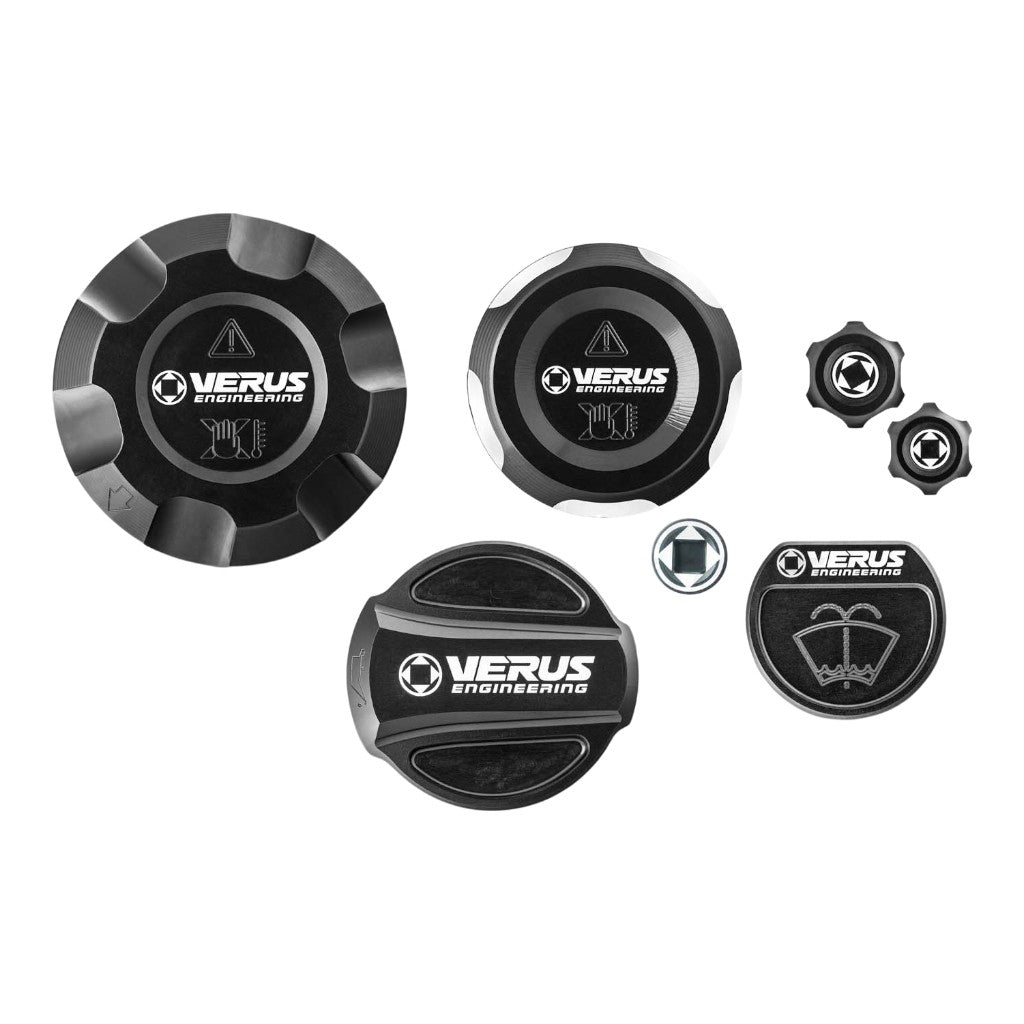 VERUS ENGINEERING A0254A-BLK Engine Bay Fluid Cap Kit, Black for TOYOTA Supra (Mk5) Photo-0