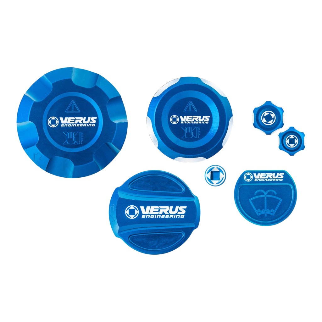 VERUS ENGINEERING A0254A-BLU Engine Bay Fluid Cap Kit, Blue for TOYOTA Supra (Mk5) Photo-0