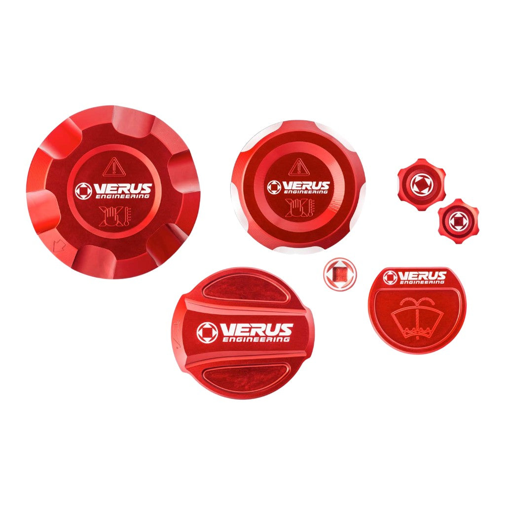 VERUS ENGINEERING A0254A-RED Engine Bay Fluid Cap Kit, Red for TOYOTA Supra (Mk5) Photo-0