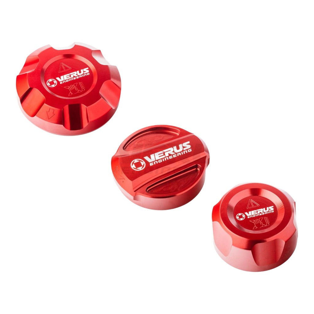 VERUS ENGINEERING A0402A-RED Engine Bay Fluid Cap Kit, Red for BMW M330i/M340ix (G20) / BMW M440i (G26) / BMW M240i (G42) / BMW M440 (G22/G23) Photo-0