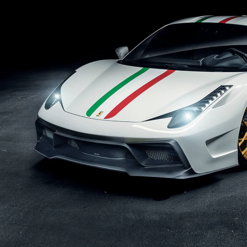 VORSTEINER FRV1110 Front Bumper with Front Spoiler VX AERO (Gloss Carbon) for FERRARI 458 Italia 2009-2015 Photo-1