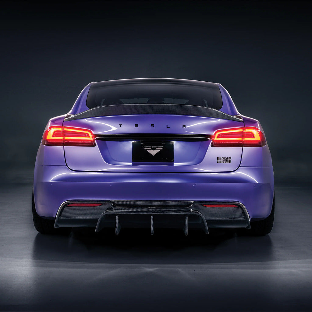VORSTEINER TEV3040 Rear Diffuser VRS (Gloss Carbon) for TESLA Model S Plaid 2021- Photo-1