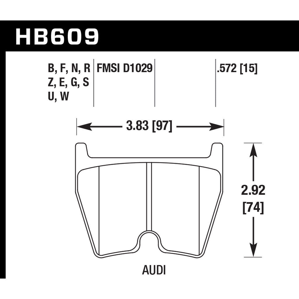 HAWK HB609N.572 Brake Pads HP+ Front AUDI RS4/RS6/R8/RS-Q3/LAMBORGHINI/JBT FB8P Photo-2 