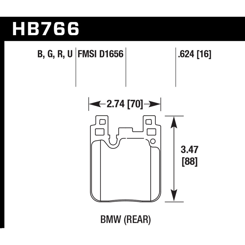HAWK HB766B.624 HPS 5.0 Rear brake pads BMW F20, F30 (M-Perf.), F80M3, F82 M4 (cast iron) Photo-2 