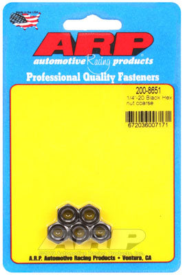 ARP 200-8651 Nut Kit 1/4"-20 black coarse hex Photo-0 