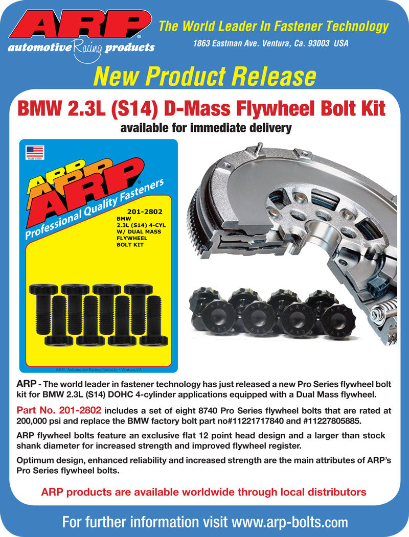 ARP 201-2802 Flywheel Bolt Kit for BMW 2.3L (S14). 28mm UHL. 8 pieces Photo-1 