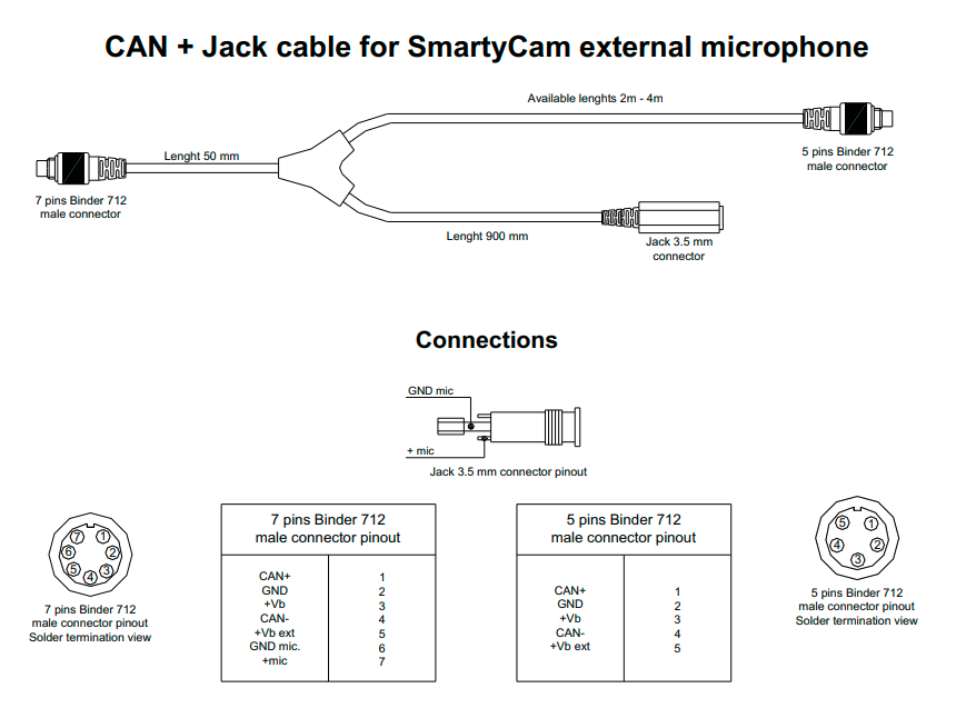 AIM V02566300 4 mt CAN Bus + Integrated 3.5 female Jack for external microphone harness Photo-2 