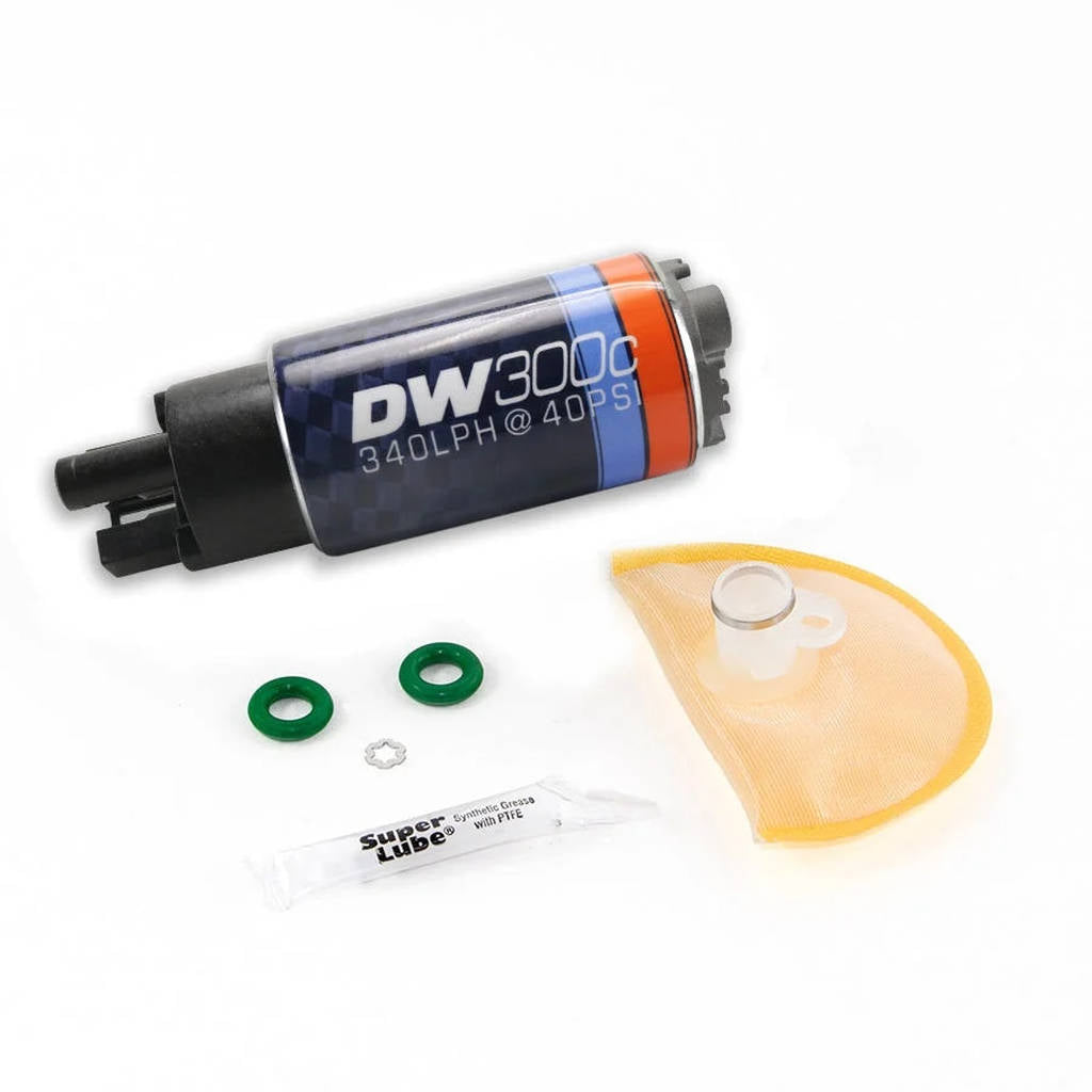DEATSCHWERKS 9-307-1008 DW300C series, 340lph compact fuel pump without mounting clips w/Install Ki Photo-0 