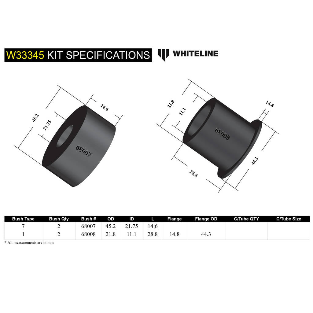 WHITELINE W33345 Front Shock Absorber - Upper Bushing Kit for Jeep Wrangler JK Photo-4 