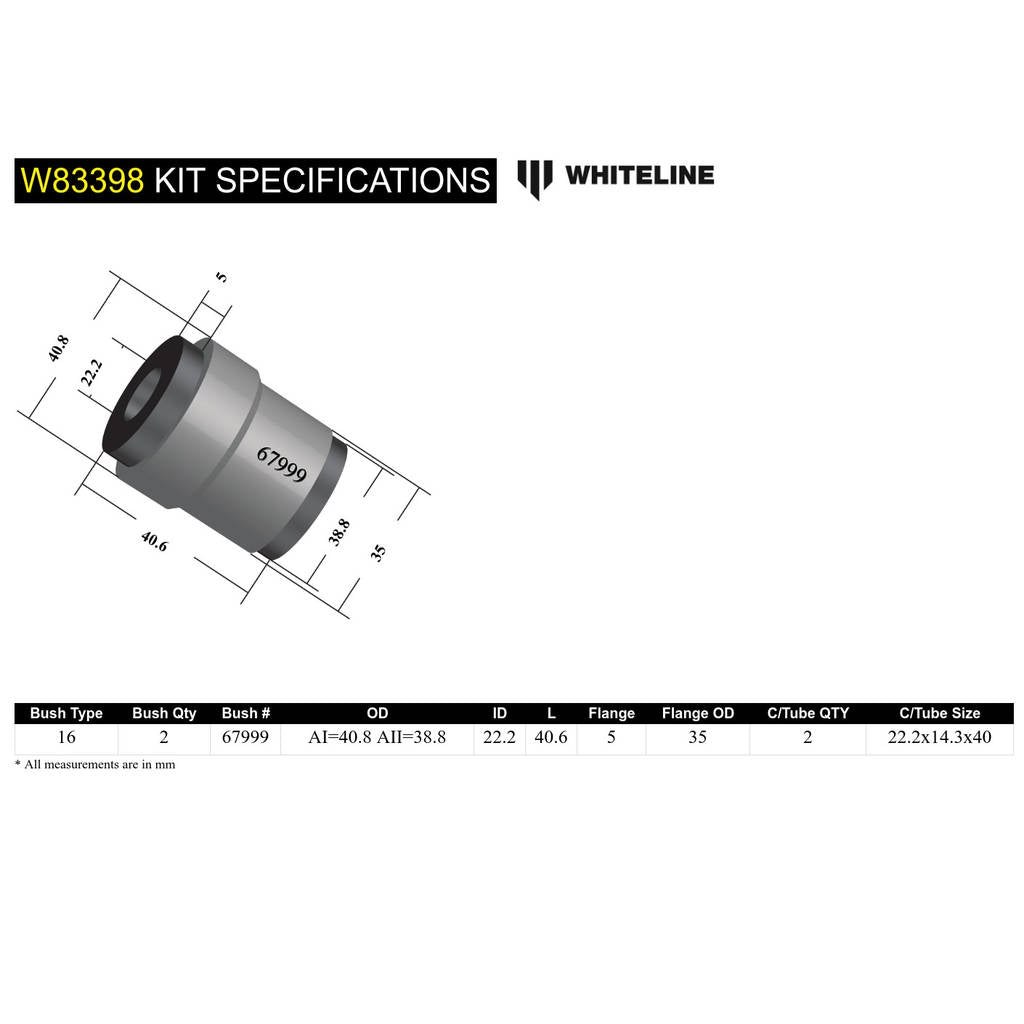 WHITELINE W83398 Panhard Rod Bushing Photo-4 