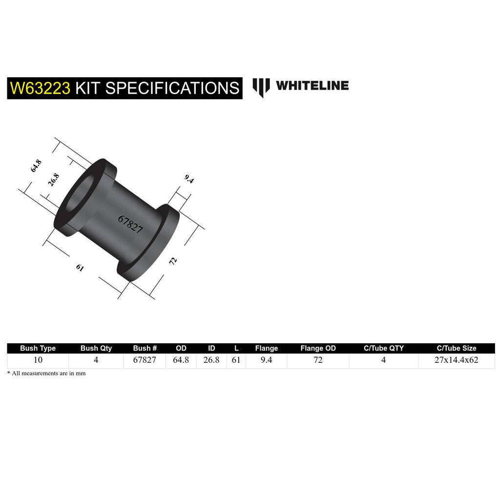 WHITELINE W63223 Rear Trailing Arm Lower - Bushing Kit for Toyota Land Cruiser 200, 300 Series Photo-4 