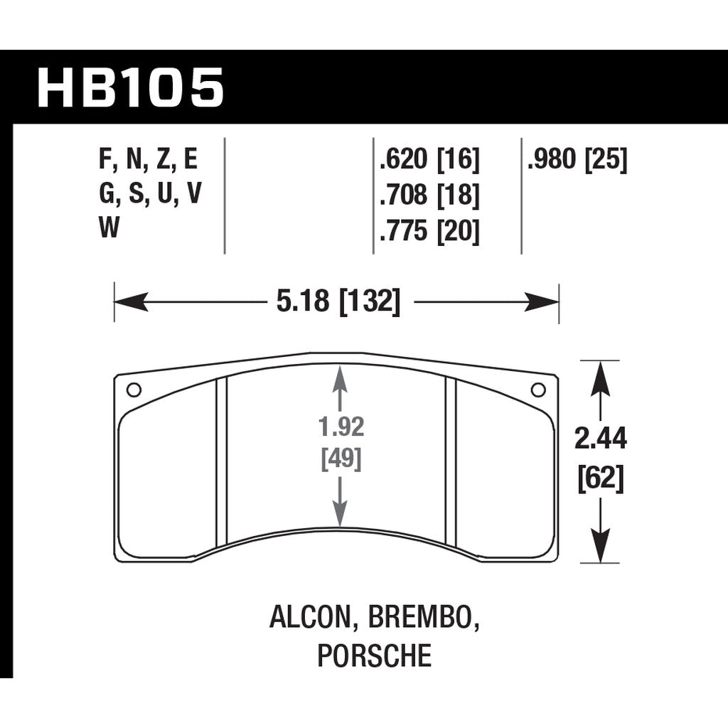 HAWK HB105W.620 Brake Pads DTC-30 (16 mm) Photo-2 