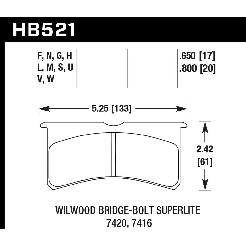 HAWK HB521G.650 Brake Pads DTC-60 Wilwood Superlite Bridge Bolt Photo-2 