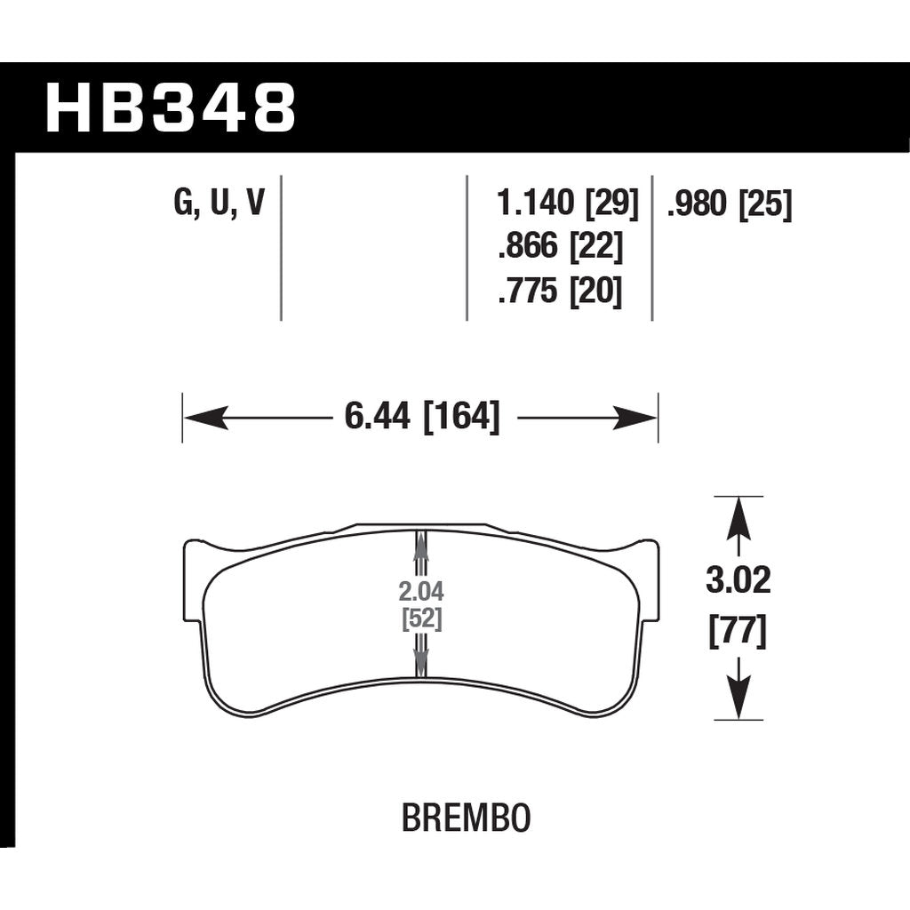 HAWK HB348U.980 Brake Pads DTC-70 (25 mm) Photo-2 
