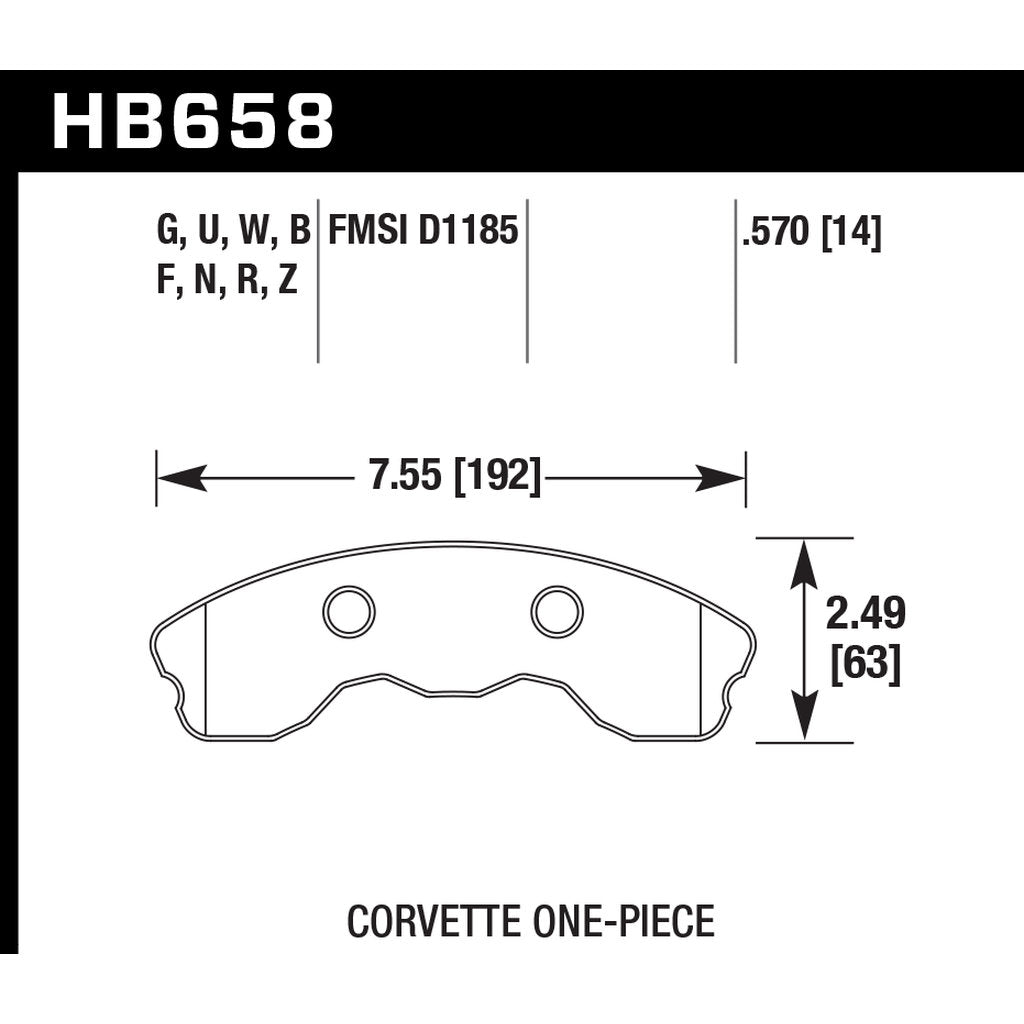 HAWK HB658N.570 Brake Pads HP Plus Front CHEVROLET CORVETTE Z06 2006-2008 Photo-2 