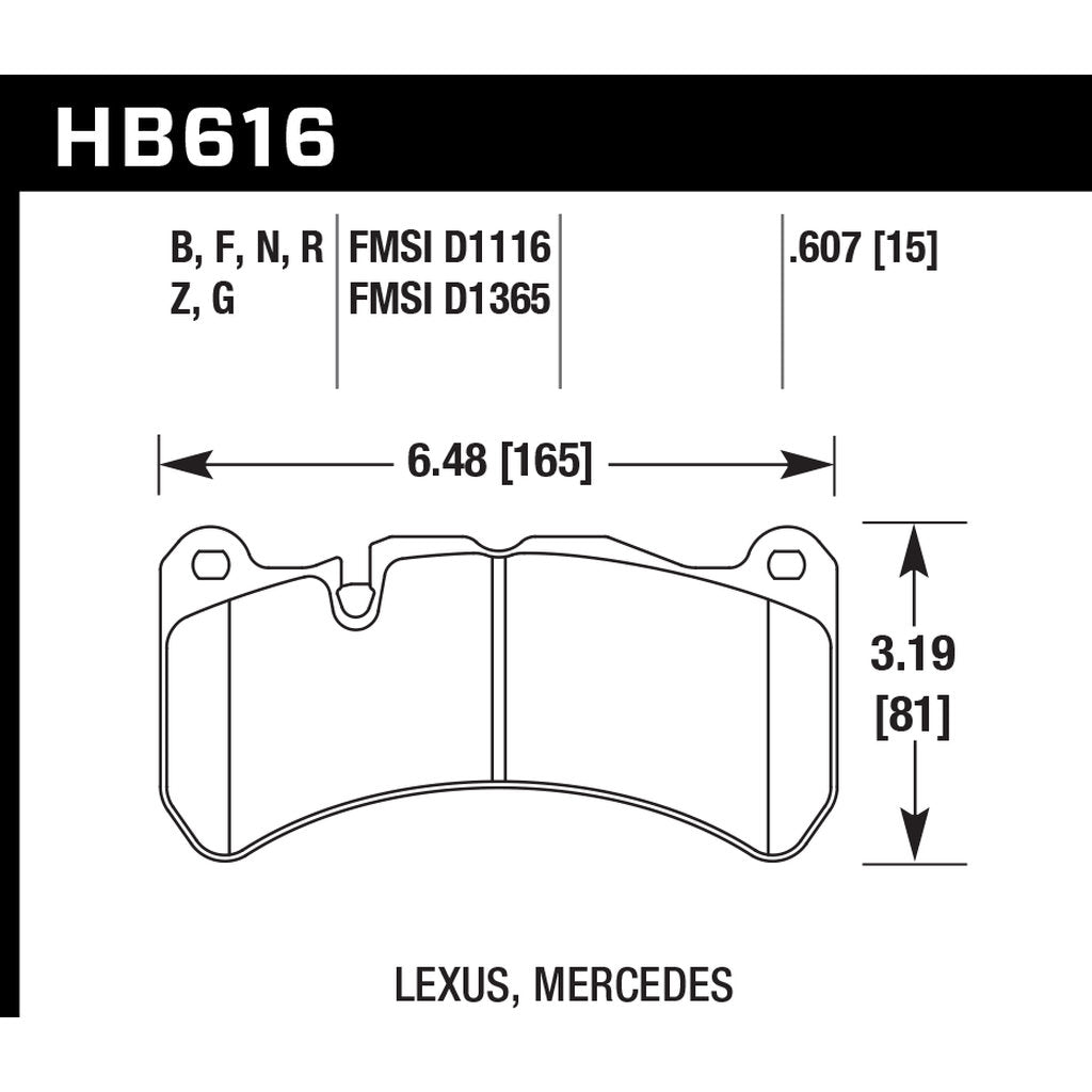 HAWK HB616B.607 Brake Pads HPS 5.0 Front LEXUS IS F/MERCEDES-Benz SLK55 AMG/CLK63 AMG Photo-2 