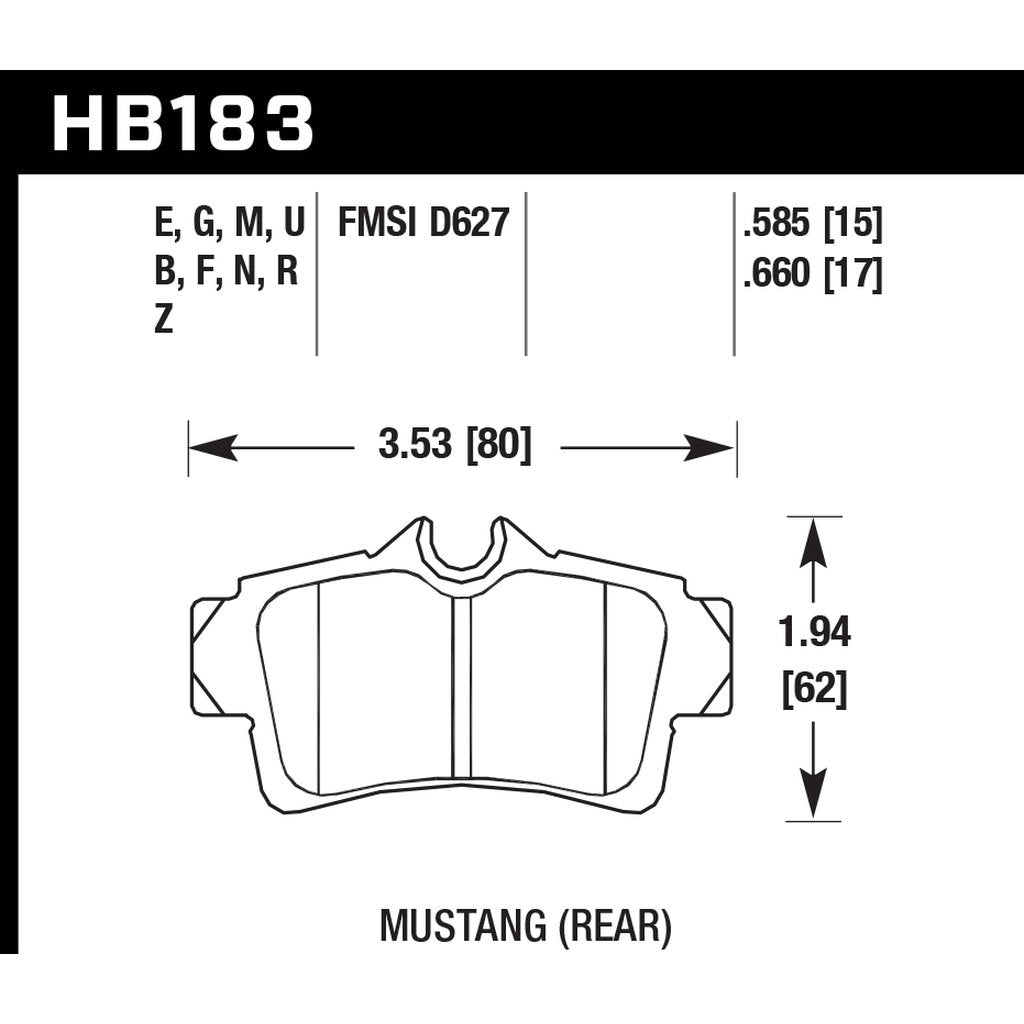 HAWK HB183B.660 Brake Pads HPS 5.0 Rear FORD Mustang GT 2003-2004 Photo-2 