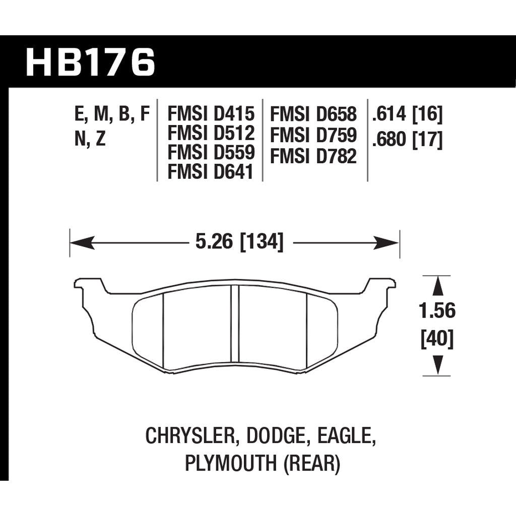HAWK HB176N.614 Brake Pads HP Plus Rear DODGE Stratus SXT 2003-2006 Photo-2 