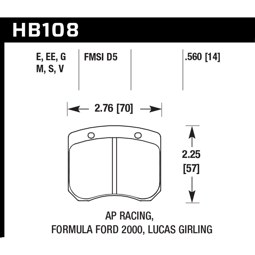 HAWK HB108V.560 Brake Pads HT-14 (14 mm) Photo-2 