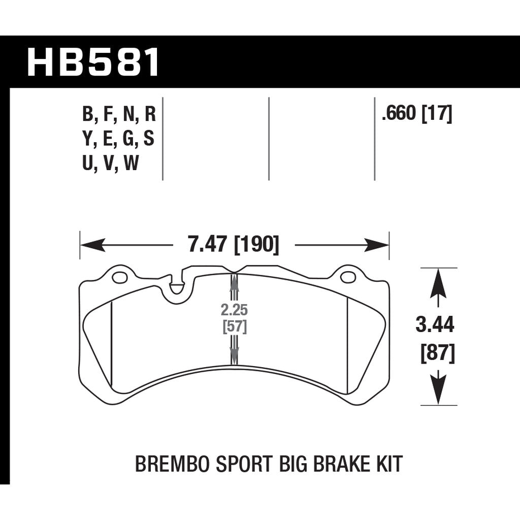 HAWK HB581Q.660 Brake Pads DTC-80 Brembo 6 pistons type J, N/PORSCHE 911 (997) 3.8 GT3 Photo-2 