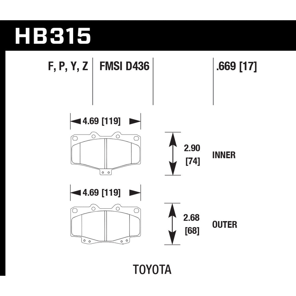 HAWK HB315F.669 Brake Pads HPS Photo-2 