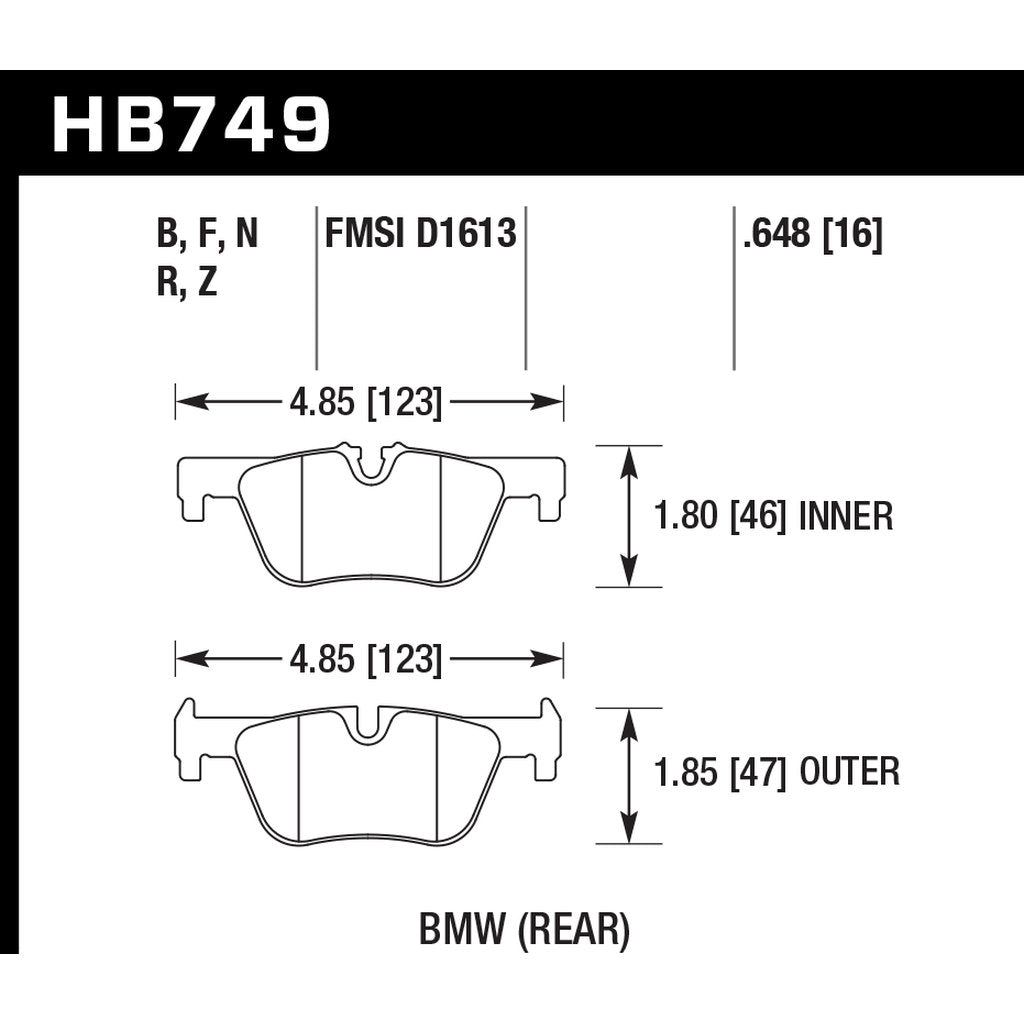 HAWK HB749B.648 Brake Pads HPS 5.0 Rear BMW 230i xDrive/320i xDrive/328i GT xDrive Photo-2 