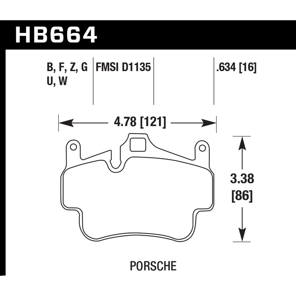 HAWK HB664U.634 Brake Pads DTC-70 (16 mm) Front PORSCHE 911 Carrera 4 GTS/Carrera GTS/Boxster S/Cayman S Photo-2 