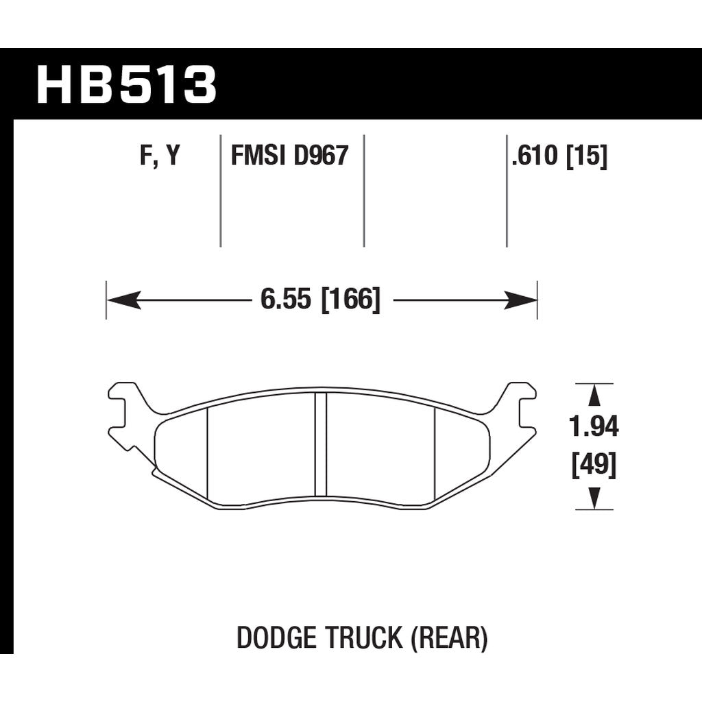 HAWK HB513Y.610 Brake Pads LTS Rear DODGE Ram 1500 Photo-2 