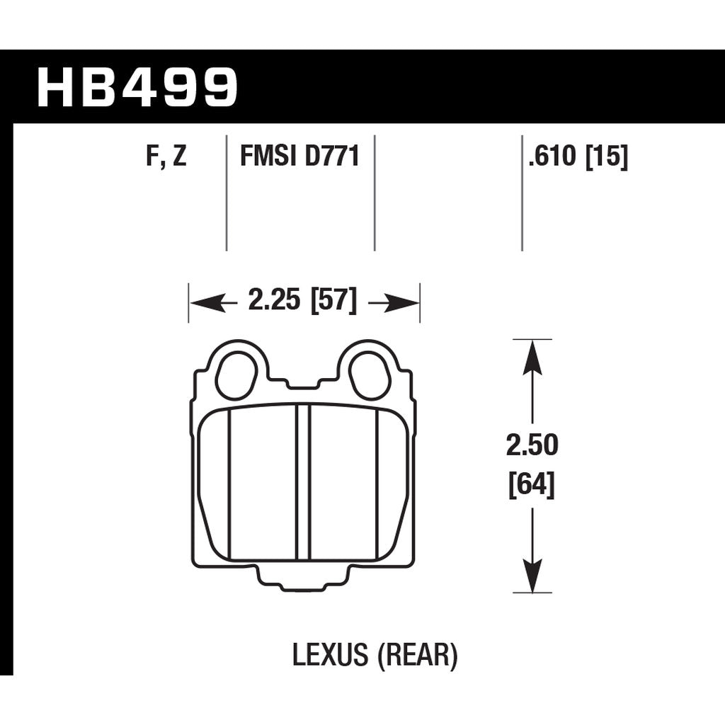 HAWK HB499F.610 Brake Pads HPS Rear LEXUS LX470 1998-2007 Photo-2 