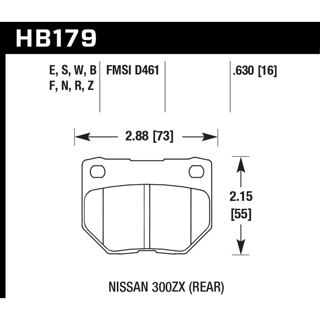 HAWK HB179W.630 Brake Pads DTC-30 (16 mm) Rear SUBARU Impreza WRX/NISSAN 300ZX Photo-2 