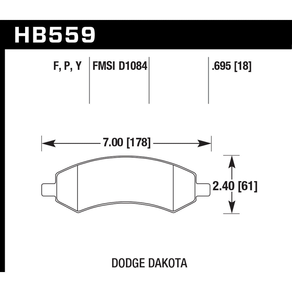 HAWK HB559Y.695 Brake Pads LTS Front Ram 1500 Sport 2011-2016 Photo-2 